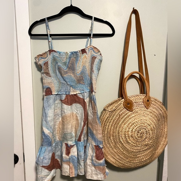 Wilfred Blue and Tan marbled smocked top dress medium - Picture 1 of 8
